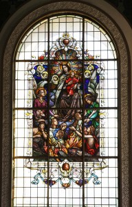 Stained-glass window of The Basilica de Nuestra Senora de los An